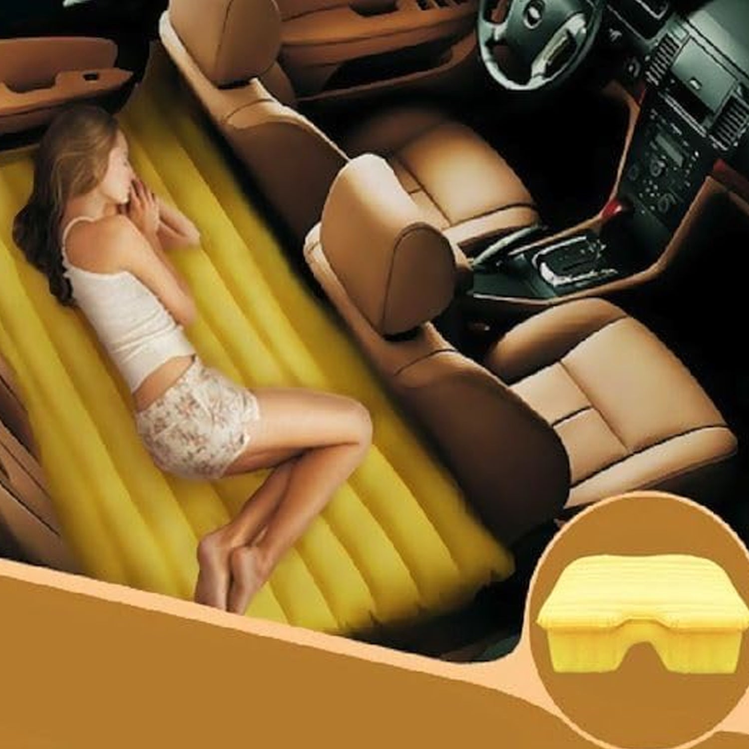 Portable Car Backseat Inflatable Air Mattress Bed (1 Pc) Portable Car Backseat Inflatable Air Mattress Bed (1 Pc)